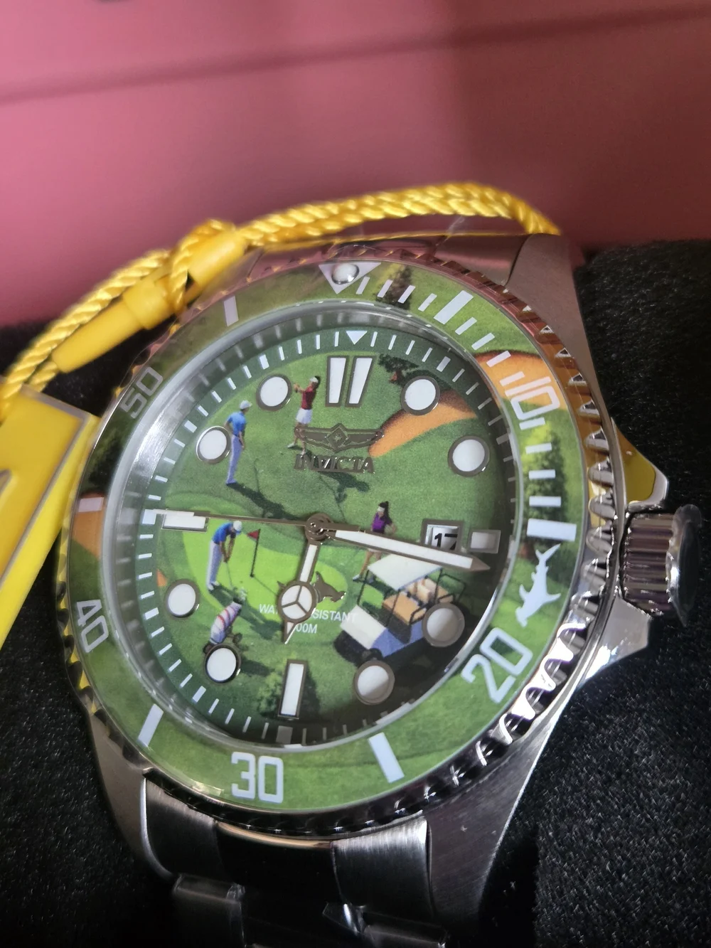 Invicta Green Golf Scene Dive-Style Watch with White Accents